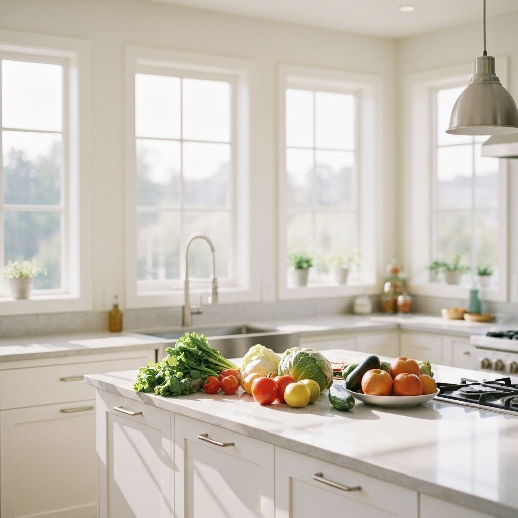 Moderne Küche mit frischen Lebensmitteln